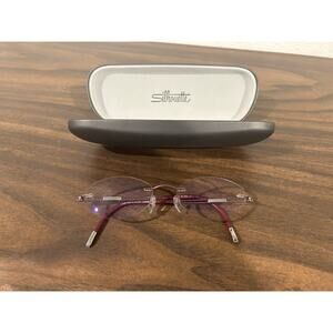 Silhouette Eyeglasses Frames 5227 40 6053 Purple Round Rimless 17-135 Hard Case